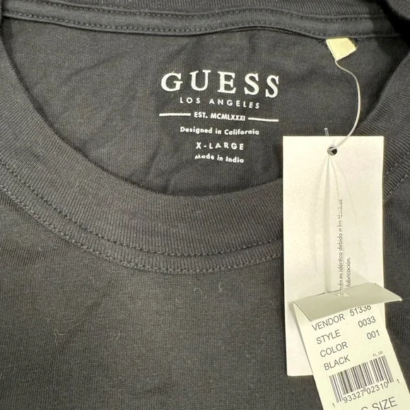 GUESS Mens Black Logo‎ Graphic T Shirt XL S/S Crew Neck Cotton Blend Casual Tee - Picture 4 of 8
